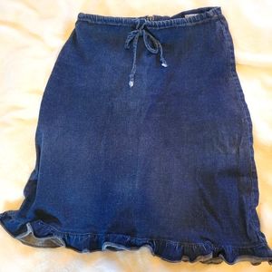 Papaya Blue Denim Midi Skirt